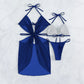 Solid Color Halter Bikini 3-Piece Set