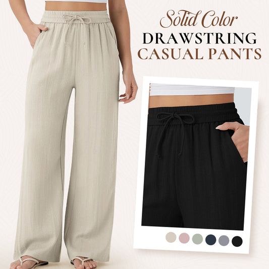 👍40% OFF✨ Lightweight Linen Pants Solid Color Drawstring Casual Pants -🥰Breathable & Skin-Friendly