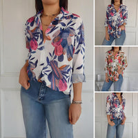 Elegant Plants Print Button-up Shirt