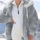 🔥Women's Fleece Jacket with Sherpa Lining - Adjustable Hood, Hidden Pocket, Ideal for Elegant Winter 🧥❄️