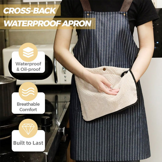 🧑‍🍳 50% OFF NOW! 🔥 Cross-Back Waterproof Apron with Detachable Hand Towel – Comfortable & adjustable – Perfect for cooking, gardening or crafting – easy to clean and stylish 🧺
