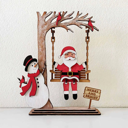 📢50 % OFF !!⏰3D Wooden Santa on Swing Tabletop Decor