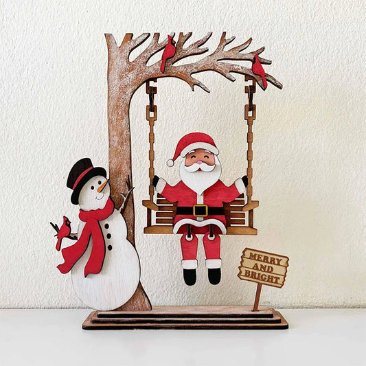 📢50 % OFF !!⏰3D Wooden Santa on Swing Tabletop Decor
