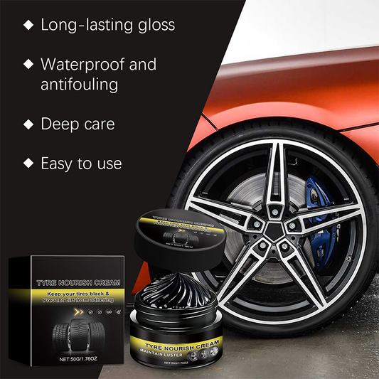 🎉BUY MORE GET MORE FREE🎁 Tire Wax 🚗 – Restores Black Gloss, Blocks UV, Repels Dirt & Easy Quick Application for Long-Lasting Shine