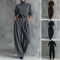 👗40% off🧵Women’s Elegant Turtleneck Top & High-Waist Pants Set (Get a Free Belt)👚👖