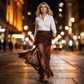 High-Waisted Mesh Skirt with Sequins