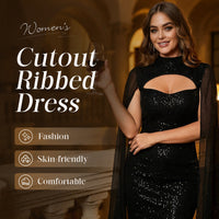 💃2026 New Arrivals 40% OFF💥Women's Cutout Ribbed Dress with Chiffon Cape