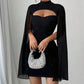 💃2026 New Arrivals 40% OFF💥Women's Cutout Ribbed Dress with Chiffon Cape