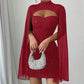💃2026 New Arrivals 40% OFF💥Women's Cutout Ribbed Dress with Chiffon Cape