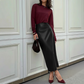💃2026 New Arrivals - 40% Off!💕Women’s Fitted Ruched Slit Faux Leather Skirt