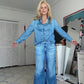 💙New Arrivals 40% OFF👖Women’s Faux Denim Pajama 2-Piece Set