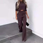 🤩40%  OFF!👖Women's Elegant Crop Top & Wide-Leg Pants Set