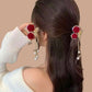 Elegant Velvet Rose Hair Clip with Pearls