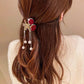 Elegant Velvet Rose Hair Clip with Pearls