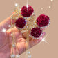 Elegant Velvet Rose Hair Clip with Pearls