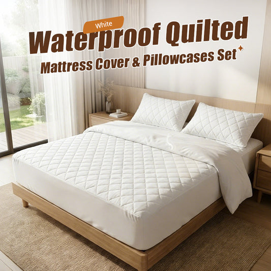 🌤️40% off!🛏️Waterproof Quilted Mattress Cover & Pillowcases Set