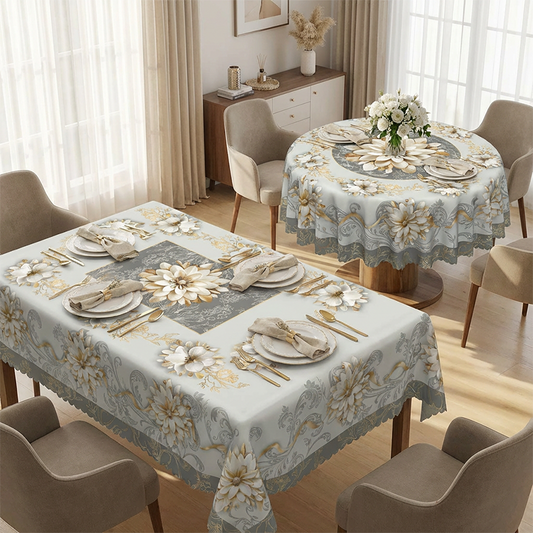Elegant Waterproof Embossed Floral Tablecloth💮
