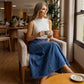 👗40% OFF NOW! ✨ Women's High-Waist A-Line Denim Maxi Skirt – Flattering Fit, Stretchy Comfort & Versatile Style 👖