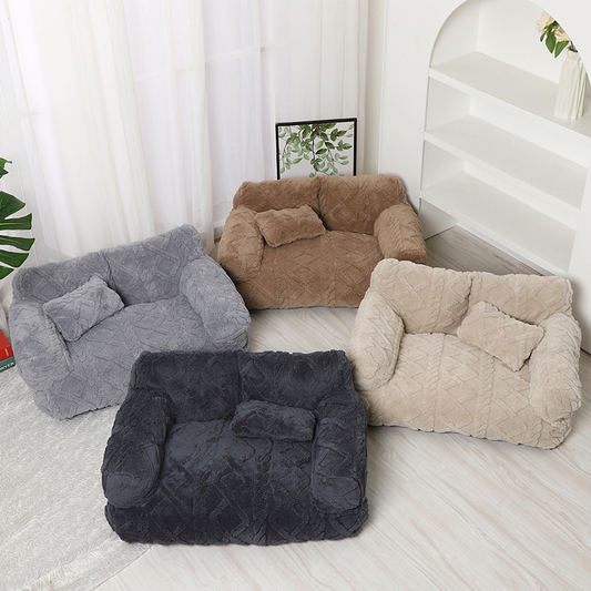 🐶🛋️ Plush Calming Pet Sofa Bed – Raised Rim, Removable Cover & Non-Slip Bottom for Cats & Dogs 🐾