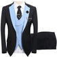 🧥New arrival 40% OFF!🤍 Modern Contrast Color Wedding Suit – 3-Piece Slim-Fit Set in Bold Black & Light Blue (8 Colors!) 👔
