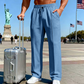 👖Free & Straight💨 Men's Elastic Waist Drawstring Straight Leg Pants
