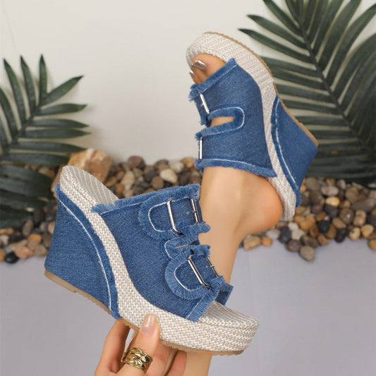 👡Women's Casual Denim Platform Slide Sandals