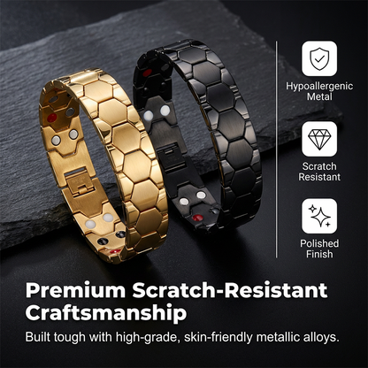 ⚽ Men's Magnetic Soccer Bracelet: Hexagonal Design, Stainless Steel, Adjustable Links