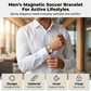 ⚽ Men's Magnetic Soccer Bracelet: Hexagonal Design, Stainless Steel, Adjustable Links