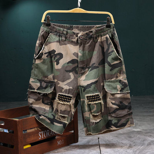 🔥40% OFF !!🌿Men's Studded Camo Cargo Shorts