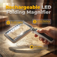 🔍Foldable, Handheld Reading Magnifier with Illumination 💡📖✨