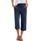 👖 LIMITED TIME 40% OFF! 🌿 Women's Cotton-Linen Blend Cropped Pants – Wide Leg, Elastic Waist, Pockets 🌱