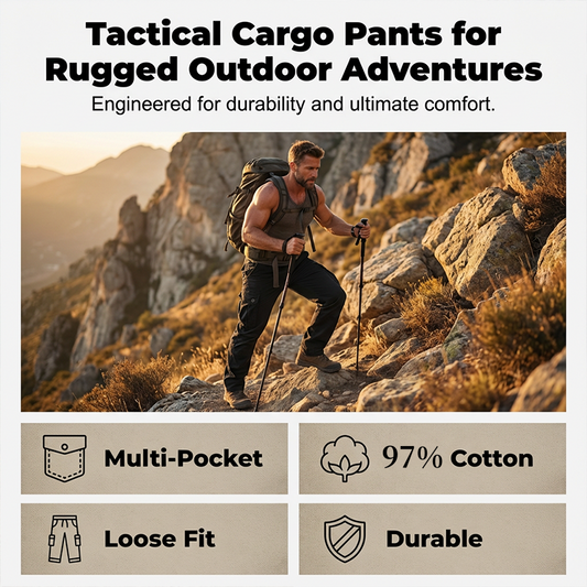 👖 Hot Sale🛠️ Men's Cotton Cargo Tactical Pants – Multi-Pocket, Reinforced Construction & Adjustable Waist 🔧