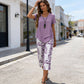 💥40% OFF !! 👗Women's 2-Piece Set – Layered Asymmetrical Tunic Top & Printed Wide Leg Pants, Breathable Polyester✨