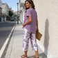 💥40% OFF !! 👗Women's 2-Piece Set – Layered Asymmetrical Tunic Top & Printed Wide Leg Pants, Breathable Polyester✨