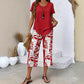 💥40% OFF !! 👗Women's 2-Piece Set – Layered Asymmetrical Tunic Top & Printed Wide Leg Pants, Breathable Polyester✨