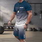 🏖️Summer Special Style !!😎Men's Gradient Color T-Shirt & Shorts Set