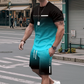 🏖️Summer Special Style !!😎Men's Gradient Color T-Shirt & Shorts Set