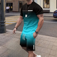 🏖️Summer Special Style !!😎Men's Gradient Color T-Shirt & Shorts Set