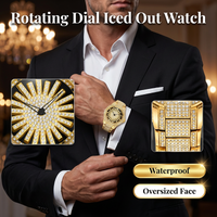 ⌚40% OFF! 🔥Men's Iced-Out Watch with Rotating Dial – Sparkling Crystals, Precise Quartz & Butterfly Clasp ✨