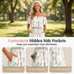 👗 🏖️ Holiday Essential  🌸 Printed Off-Shoulder Short Sleeve Maxi Dress – Floral Print, Ruffled Bodice & Hidden Pockets ✨