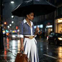 👔👖 New arrival 50% OFF✨Women's Striped Shirt & Wide-Leg Pants 2-Piece Set