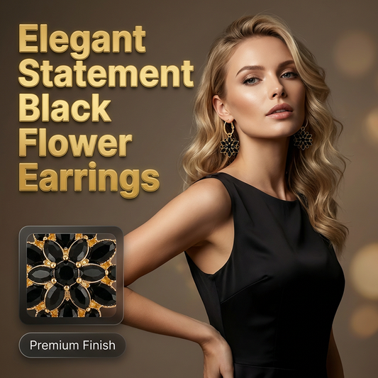 🖤 Black Bloom Elegant🌹 Black Flower Dangle Earrings