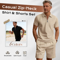 ⚡  Zip-Neck Shirt & Shorts Set – Breathable, Lightweight & Effortlessly Stylish ☀️🌬️🔥