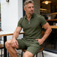 ⚡  Zip-Neck Shirt & Shorts Set – Breathable, Lightweight & Effortlessly Stylish ☀️🌬️🔥