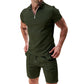 ⚡  Zip-Neck Shirt & Shorts Set – Breathable, Lightweight & Effortlessly Stylish ☀️🌬️🔥