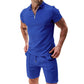 ⚡  Zip-Neck Shirt & Shorts Set – Breathable, Lightweight & Effortlessly Stylish ☀️🌬️🔥