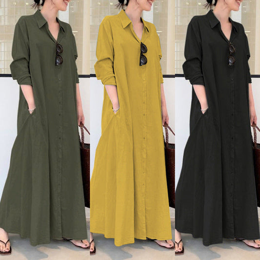 👗 40% OFF NOW! ✨Long-Solid, Simple and Long-Coloured Sleeve Dress