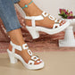 👡 40% OFF NOW! ✨ Women's Chunky Heel T-Strap Sandals – Elastic Slingback, Cushioned Platform & Metallic T-Strap – Day to Night Comfort 💃