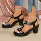 👡 40% OFF NOW! ✨ Women's Chunky Heel T-Strap Sandals – Elastic Slingback, Cushioned Platform & Metallic T-Strap – Day to Night Comfort 💃