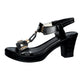 👡 40% OFF NOW! ✨ Women's Chunky Heel T-Strap Sandals – Elastic Slingback, Cushioned Platform & Metallic T-Strap – Day to Night Comfort 💃